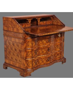 Venetian walnut veneered and inlaid fall front desk, 18th century