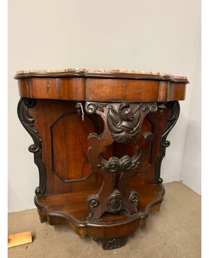 Antique walnut console L.Filippo, 1800s, Naples, 100x103x43cm