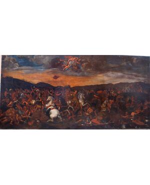 Battaglia di Costantino contro Massenzio - Copia seicentesca dell'affresco omonimo delle stanze Vaticane di scuola Raffaellesca - olio su tela