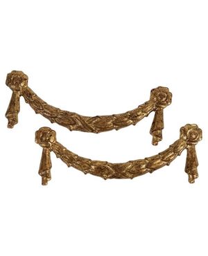 Coppia antiche ghirlande in legno dorato - O/6124.