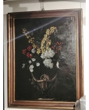 Splendid 17th century still life with flowers. Oil on canvas in good condition