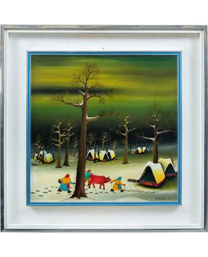 Duska Markotic (Croatia, 20th century) - Winter landscape.