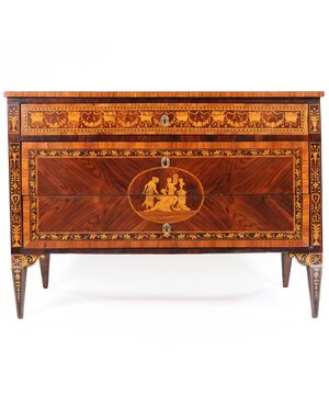 Inlaid commode in various woods, Lombardy, late 18th century