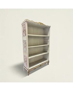 
Libreria siciliana a giorno laccata e dipinta, fine XIX secolo