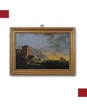 PAINTING WITH SEASCAPE AND TEMPEST, LATE 18TH CENTURY