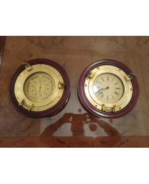 Pair of nautical clock-barometers