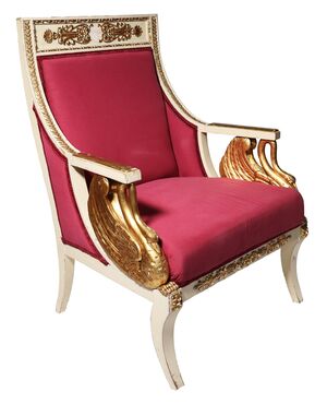 Divano con due poltrone laccate e dorate, Italia, XIX secolo