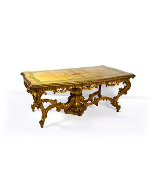 Carved, gilded and lacquered wooden table, Lombardy, 19th century