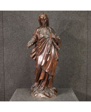 19th century religious wooden sculpture Madonna