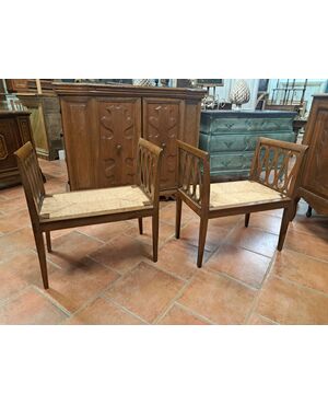 Pair of walnut benches