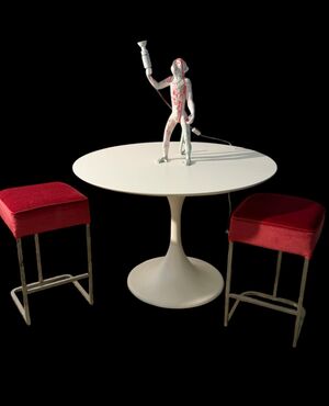 Steel and velvet stools