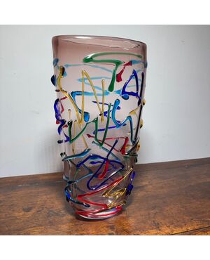 Vintage Murano XX glass vase by Enrico Camozzo. Height 38 cm