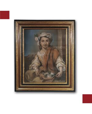 DIPINTO PASTELLO CON ALLEGORIA DELLA PRIMAVERA META’ XIX SECOLO