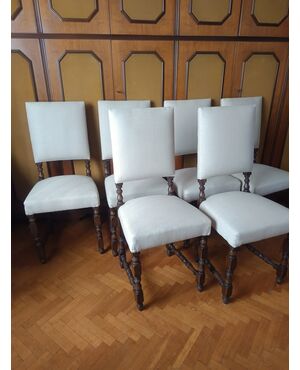 Six walnut spool chairs in excellent condition