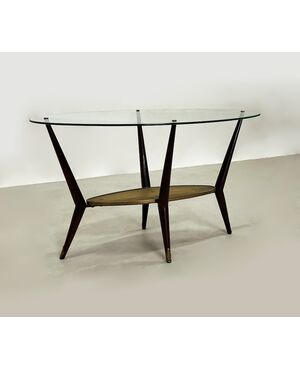 Coffee table 1950 - vetro, ottone e legno laccato