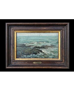 Oil painting on panel depicting a seascape. Berto Ferrari (Bogliasco 1887 - Genoa 1965)