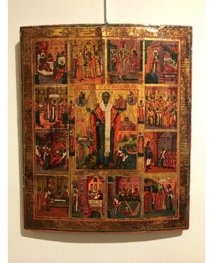 Icon depicting scenes from the life of Saint Nicholas (lot 6), Southern Russia, 18th century