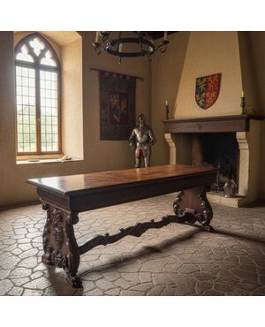 Tavolo 800 in noce da refettorio eclettico