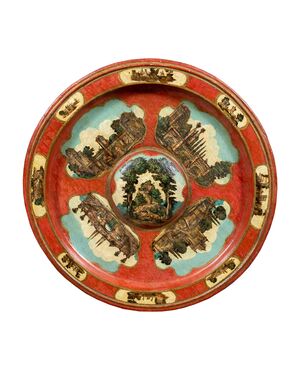 "Arte Povera" lacquered wooden tray. Turin, 18th century.