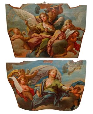 Scuola emiliana, XVIII secolo, Allegorie della Geometria e della Poesia