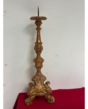 Louis XV carved and gilded mecca candlestick