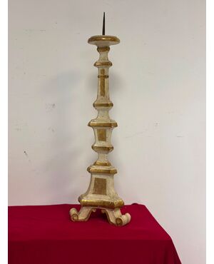Louis XV lacquered and gilded candlestick