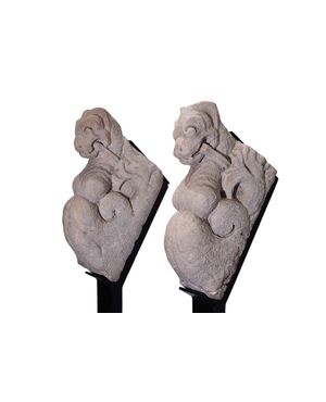 Marble Caryatid Pair, Italy, 15th Century