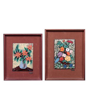 Giuseppe Maretto (Milan 1908–1984) - 2 Enamels with Flowers