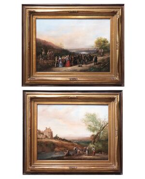 Carlo Canella (Verona 1800-Milan 1879) - Pair of Landscapes