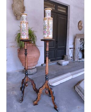 Pair of lacquered gueridon tables, Marche region, 18th century