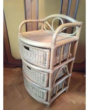 Cassettiera in rattan a tre cassetti