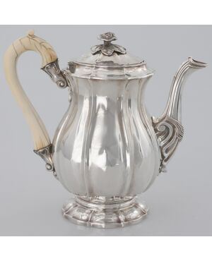 George III sterling silver teapot with ivory handle, William Eaton, London, 1804