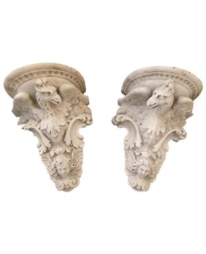 Pair of carved marble corbels