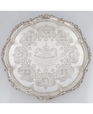 Salver in argento sterling Regina Vittoria, Martin, Hall & Co Ltd, Londra, 1888