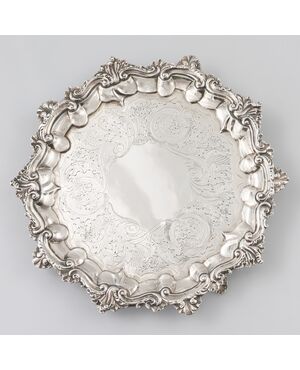 Salver in argento sterling Giorgio IV, Paul Storr, Londra, 1828