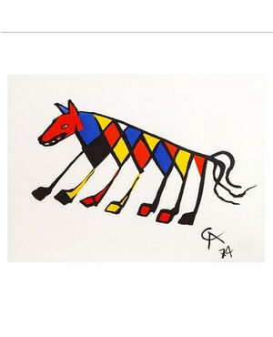 Original Astonishing Alexander Calder "Beastie" Lithograph 1974