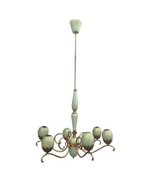 Charming brass and Murano glass chandelier