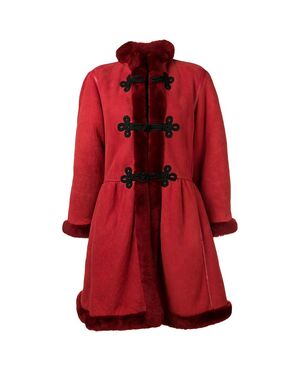 1980s Mario Borsato Red and Black Sheepskin Coat