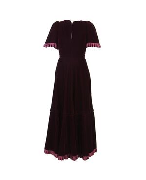 1960s Heinz Riva Burgundy Velvet Maxi Dress