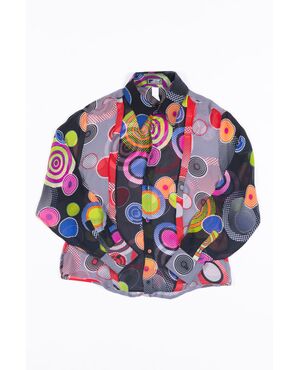 “Gianni Versace Couture” Camicia chiffon cerchi pois colorati