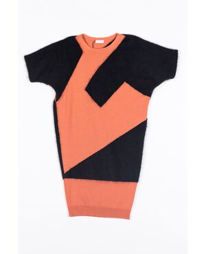 “Vionnet” abito in maglia misto cashmere nero e arancio