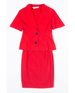 “Valentino boutique” tailleur giacca e gonna rossi con fiocco sul retro