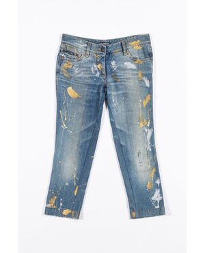 “Dolce & Gabbana” Jeans a pinocchietto macchie d’oro