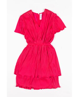 “Tricò” abito rosa elettrico plissettato