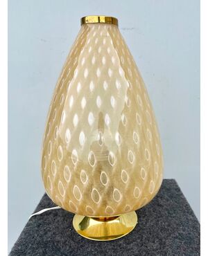 Lampada globulare con inclusione a bolle e oro.Manifattura Salviati.Murano.