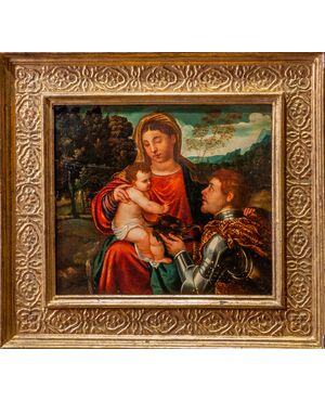 Polidoro da Lanciano, Madonna with Child and Saint George, oil on panel.     