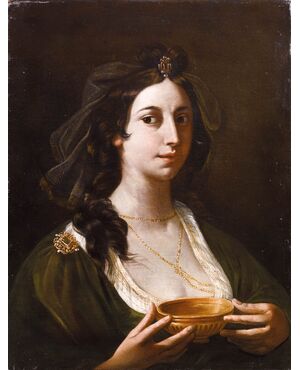 Giovanni Giacomo Sementi, Artemisia is preparing to commit suicide (or Sofonisba or Circe?), Oil on canvas.     