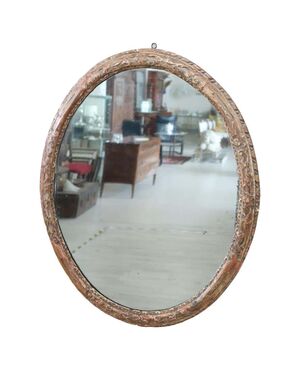 Specchiera antica ovale secolo XVII legno intagliato specchio al mercurio coevo PREZZO TRATTABILE