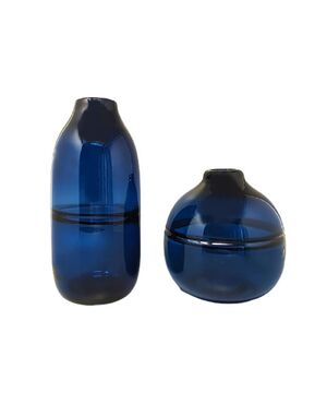 1960s Gorgeous Pair of Blue Vases in Murano Glass. Made in Italy