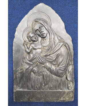 Bassorilievo in ardesia "Madonna con Bambino" - Liguria XIX sec.